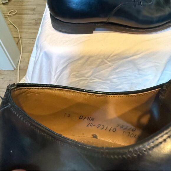 Johnston & Murphy Crown Aristocraft Oxfords Men's Size12 Black Leather Cap Toe - Picture 10 of 11